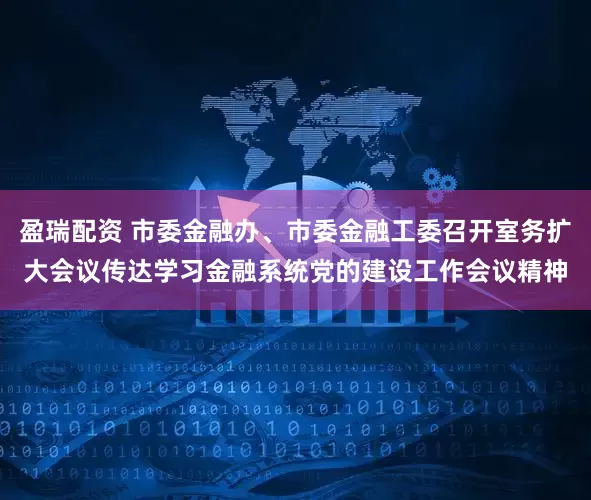盈瑞配资 市委金融办、市委金融工委召开室务扩大会议传达学习金融系统党的建设工作会议精神